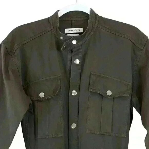 OVERLOVER Mulholland Utility Jumpsuit in Dark Gray Cotton Linen Size Medium - Picture 2 of 9